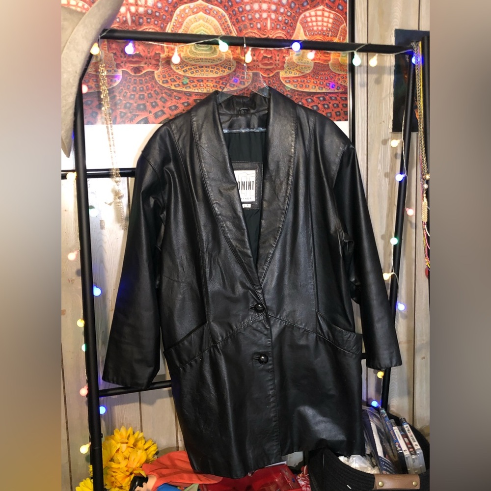Comint Leather Jacket;
Mens Size L / Black Long Coat 
Great Condition- See pics